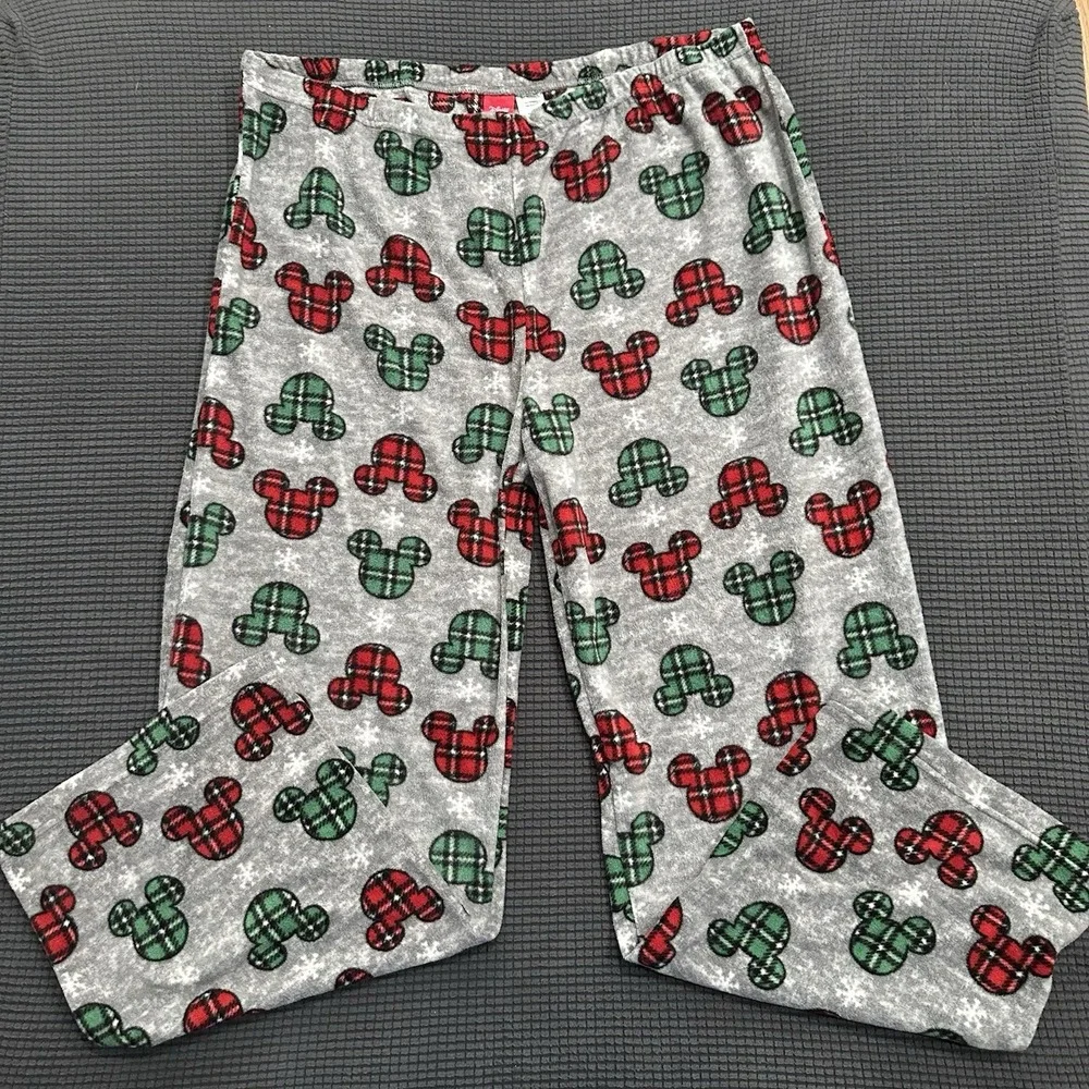 Disney Mickey Mouse Red Green Plaid Holiday Pajama Pants XX-Large 43" Length - Picture 1 of 5